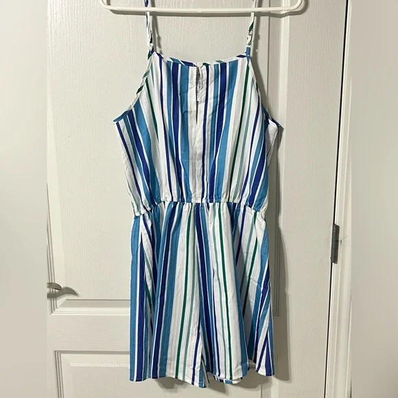 Never Worn! CUPSHE Striped Drawstring Cami Romper! Size Medium. - Picture 6 of 6